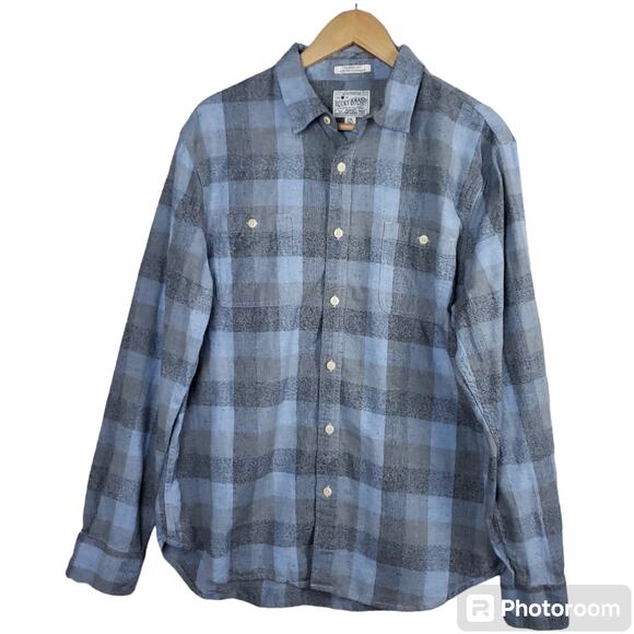 Lucky Brand Men's Classic Fit Long Sleeve Button-Up Flannel Shirt Large Gray - Picture 2 of 14
